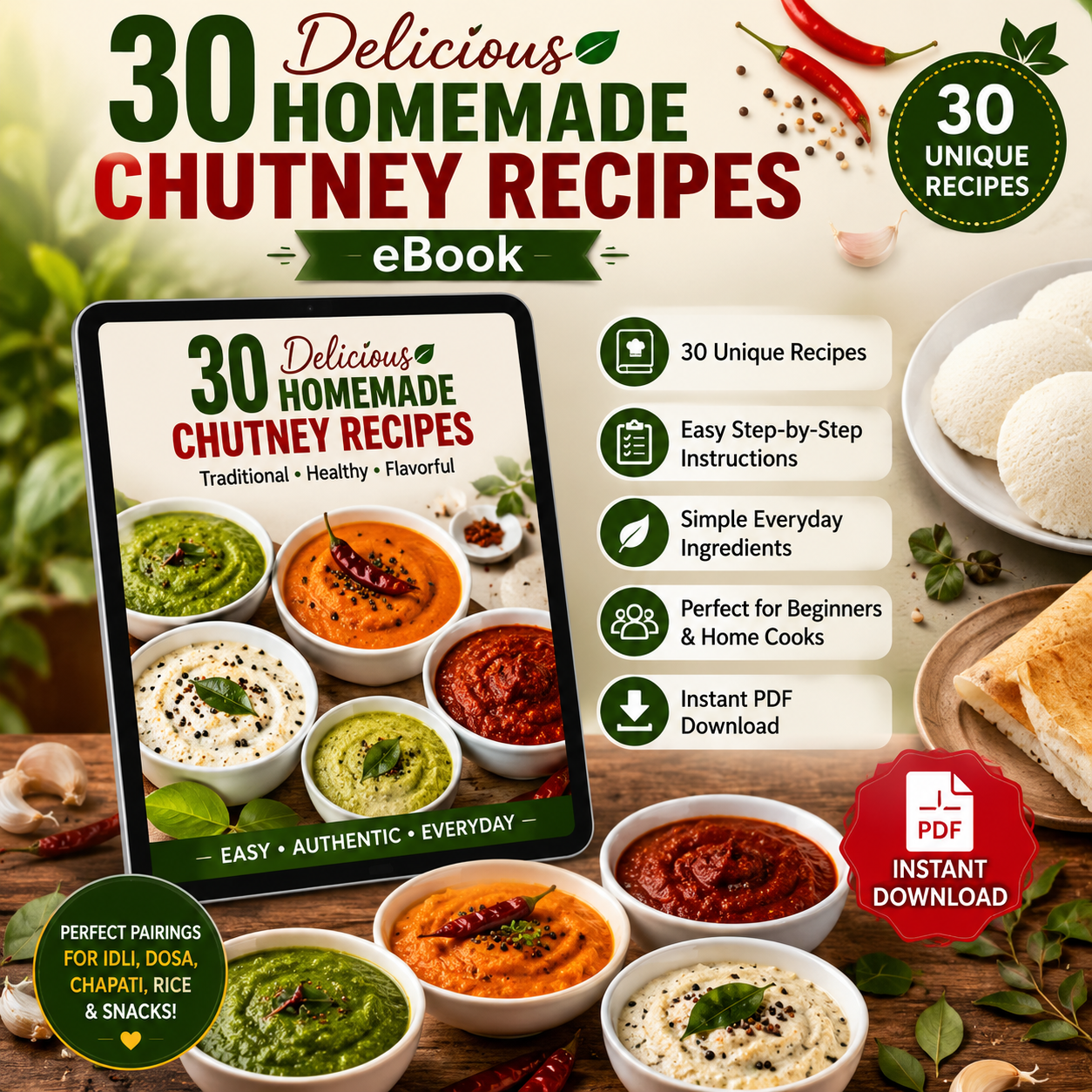 30 Delicious Homemade Chutney Recipes eBook – Traditional & Modern Chutneys for Every Meal in Tamil & English