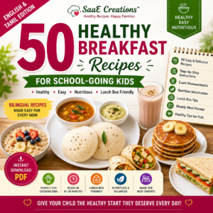 50 Healthy Breakfast Recipes for School-Going Kids English & Tamil Recipe eBook Healthy • Easy • Nutritious • Lunch Box Friendly By SaaE Creations