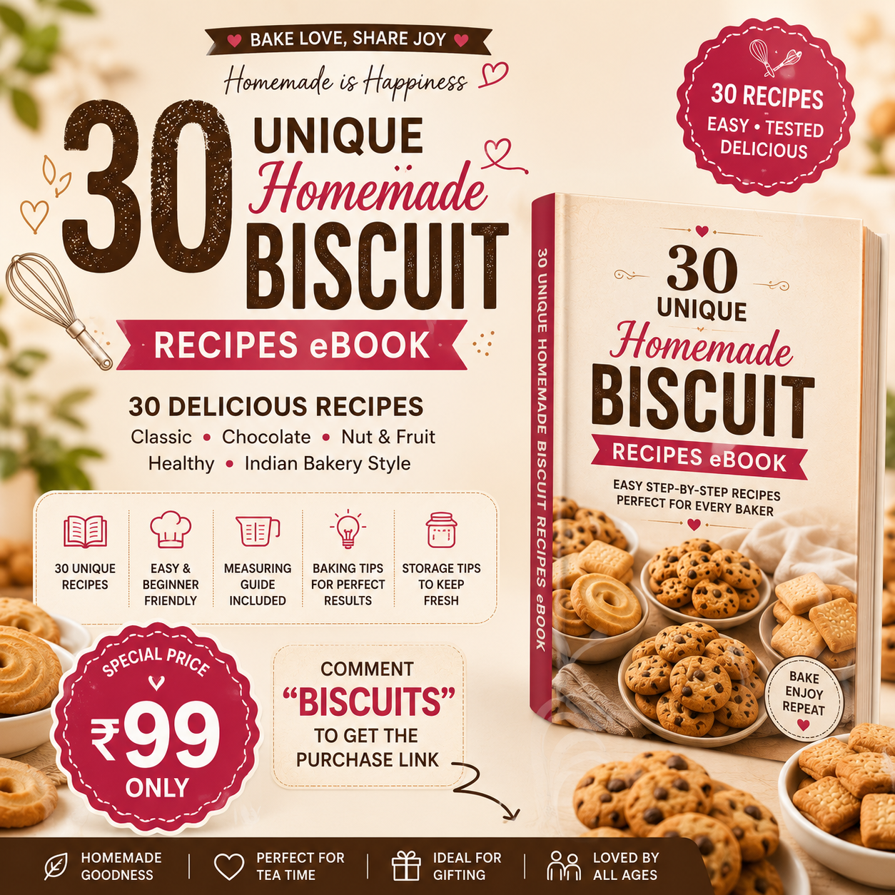 30 Unique Homemade Biscuit Recipes in English & Tamil (PDF)