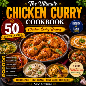 50 Authentic Chicken Curry Recipes eBook (English & Tamil) | Traditional Indian Chicken Curry Cookbook | Instant PDF Download