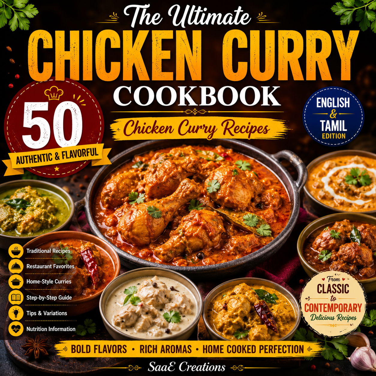 50 Authentic Chicken Curry Recipes eBook (English & Tamil) | Traditional Indian Chicken Curry Cookbook | Instant PDF Download