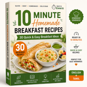 10-Minute Homemade Breakfast Recipes – 30 Quick & Easy Breakfast Ideas | English & Tamil eBook