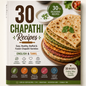30 Chapathi Recipes eBook | 30 Delicious Indian, Healthy & Fusion Chapathi Recipes | English & Tamil