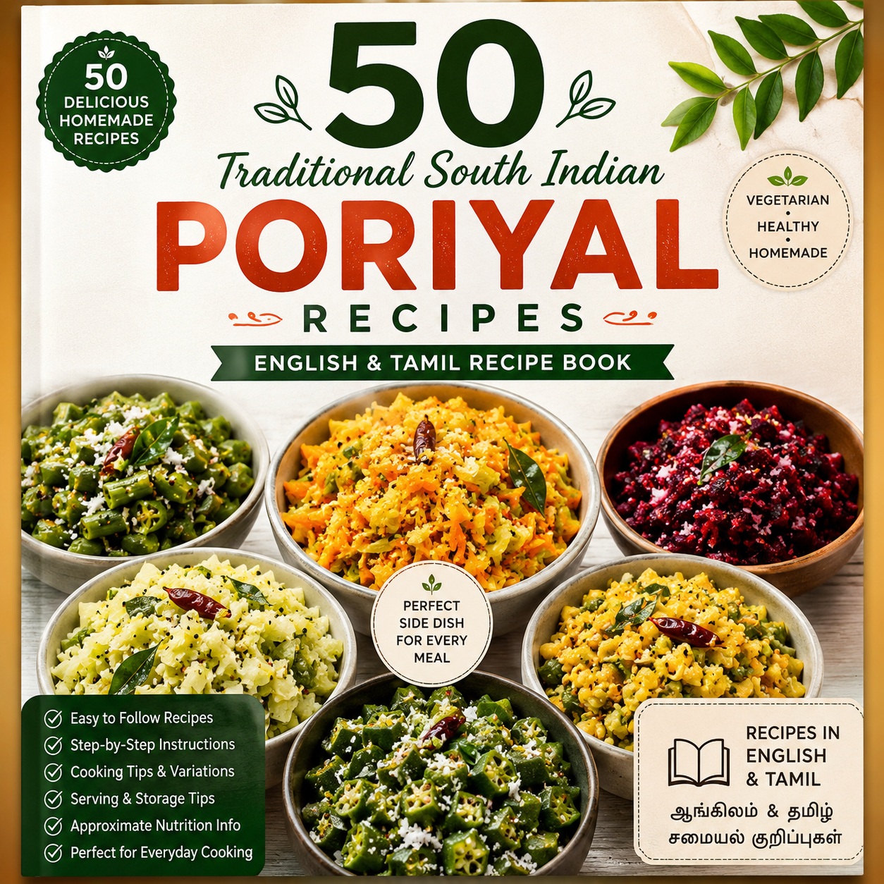 50 Traditional South Indian Poriyal Recipes – English & Tamil Recipe Book