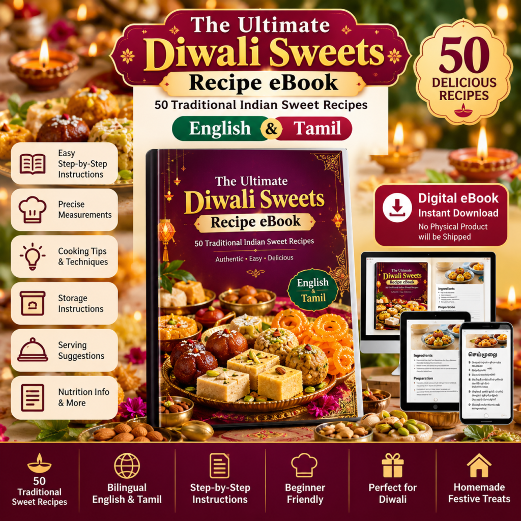 The Ultimate Diwali Sweets Recipe eBook(pdf) – 50 Traditional Indian Sweet Recipes in English & Tamil